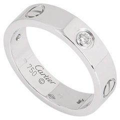 Cartier White Gold Half Diamond Love Ring Size 53 B4032500