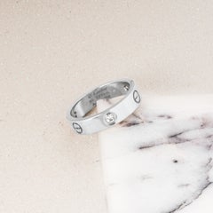 Cartier White Gold Half Diamond Love Ring Size 53 B4032500