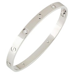 Cartier White Gold Half Diamond Love Bracelet Size 20 B6035820