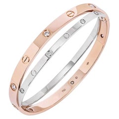 Cartier Love Rose & White Gold Diamond Bracelet Size 16 N6039116