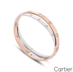 Cartier Love Rose & White Gold Diamond Bracelet Size 16 N6039116