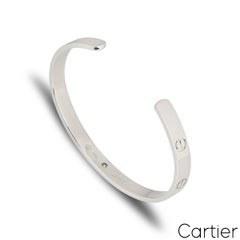 Bracciale Love a fascia Cartier in oro bianco con diamanti, misura 17, codice B6029917
