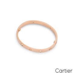 Cartier Rose Gold Half Diamond Love Bracelet Size 20 B6036020