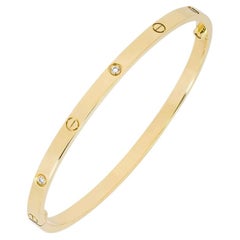 Cartier Yellow Gold Half Diamond SM Love Bracelet Size 17 B6047217