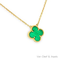 Van Cleef & Arpels Yellow Gold Malachite Vintage Alhambra Pendant VCARO9VA00