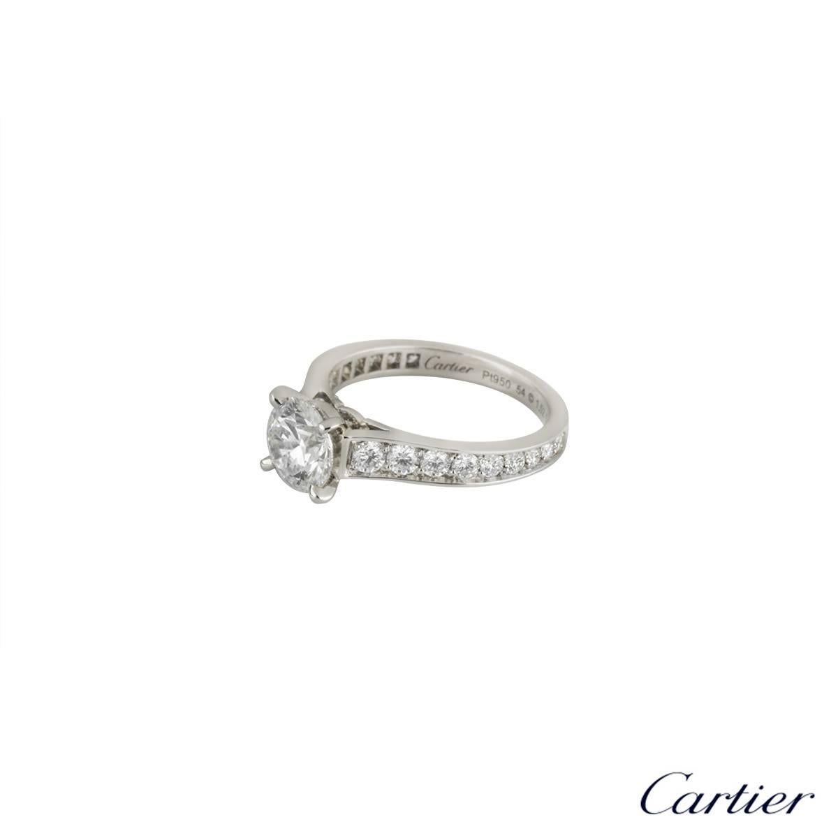 Women's Cartier Diamond Platinum Engagement Ring 1.52 Carat GIA Certified