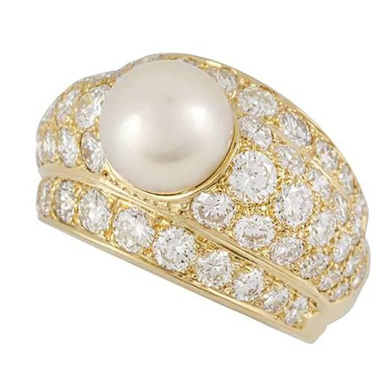 Cartier Diamond Pearl Ring 2.20 Carat