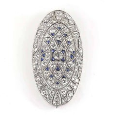 Antique Edwardian Belle Époque Sapphire Diamond Platinum Pendant Brooch