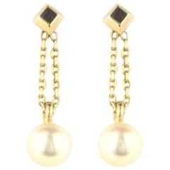 Cartier Yellow Gold Pearl Drop Earrings