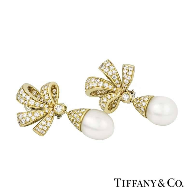 Tiffany and Co. Pearl and Diamond Earrings at 1stDibs
