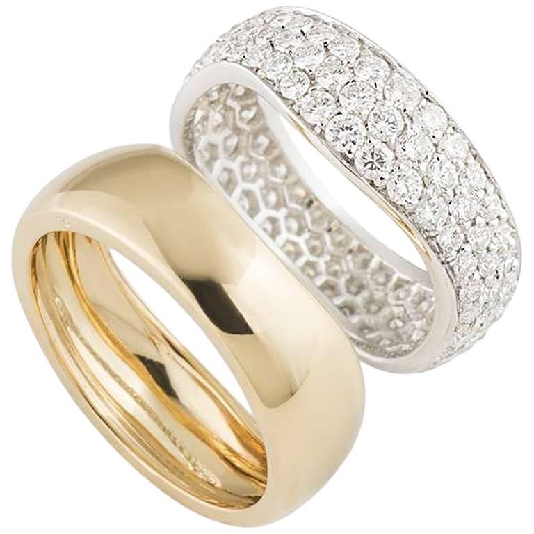 Cartier White and Yellow Gold Diamond Stacker Rings