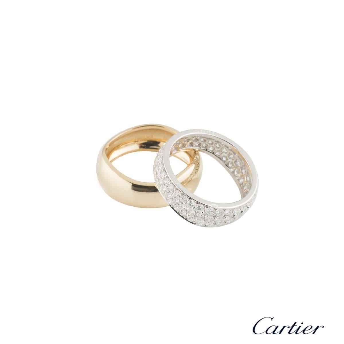 Cartier White and Yellow Gold Diamond Stacker Rings In Excellent Condition In London, GB