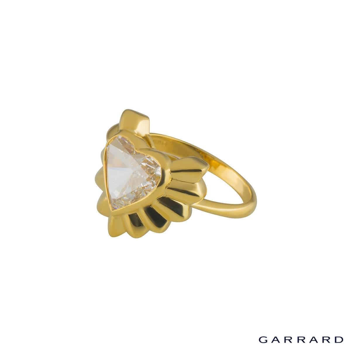 Certified Garrard Yellow Gold Heart Diamond Ring 2.68 Carat In Excellent Condition In London, GB