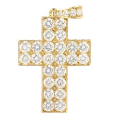 Vintage Cartier Diamond Cross Decor Pendant 6.50 Carat