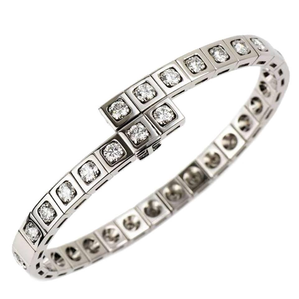 Cartier Tectonique Diamond White Gold Bracelet 3.15 Carat