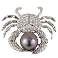 Tiffany & Co. Crab Brooch in Diamond and Pearl 2.70 Carat