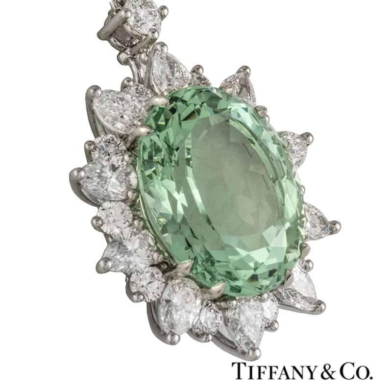 Women's Tiffany & Co. Green Tourmaline Diamond Platinum Pendant