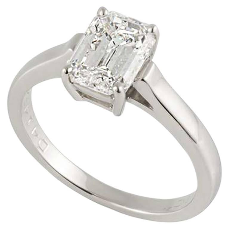 Tiffany & Co. 1.56 Carat GIA Certified Emerald Cut Diamond Platinum Ring