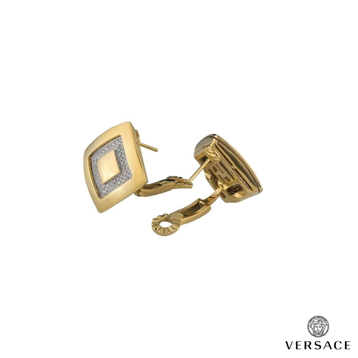 Versace Diamond and Gold Matching Pendant and Earrings Suite In Excellent Condition In London, GB