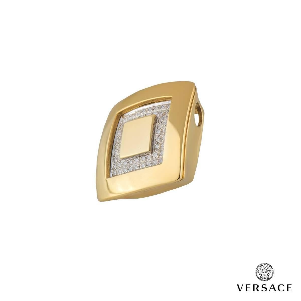 Women's Versace Diamond and Gold Matching Pendant and Earrings Suite