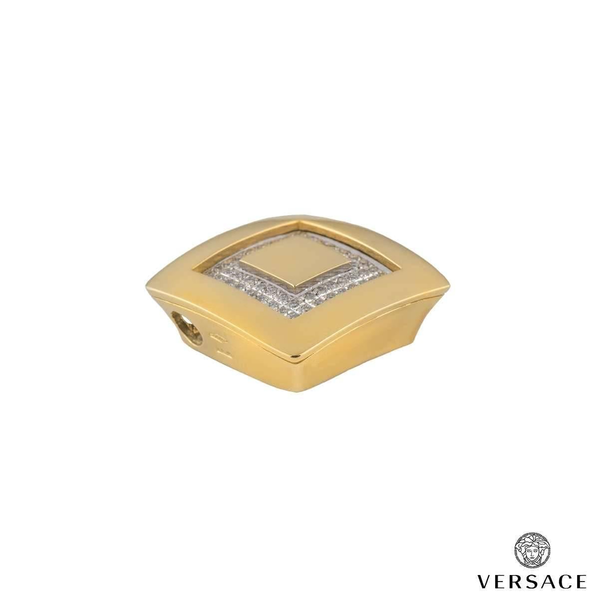 Versace Diamond and Gold Matching Pendant and Earrings Suite 1