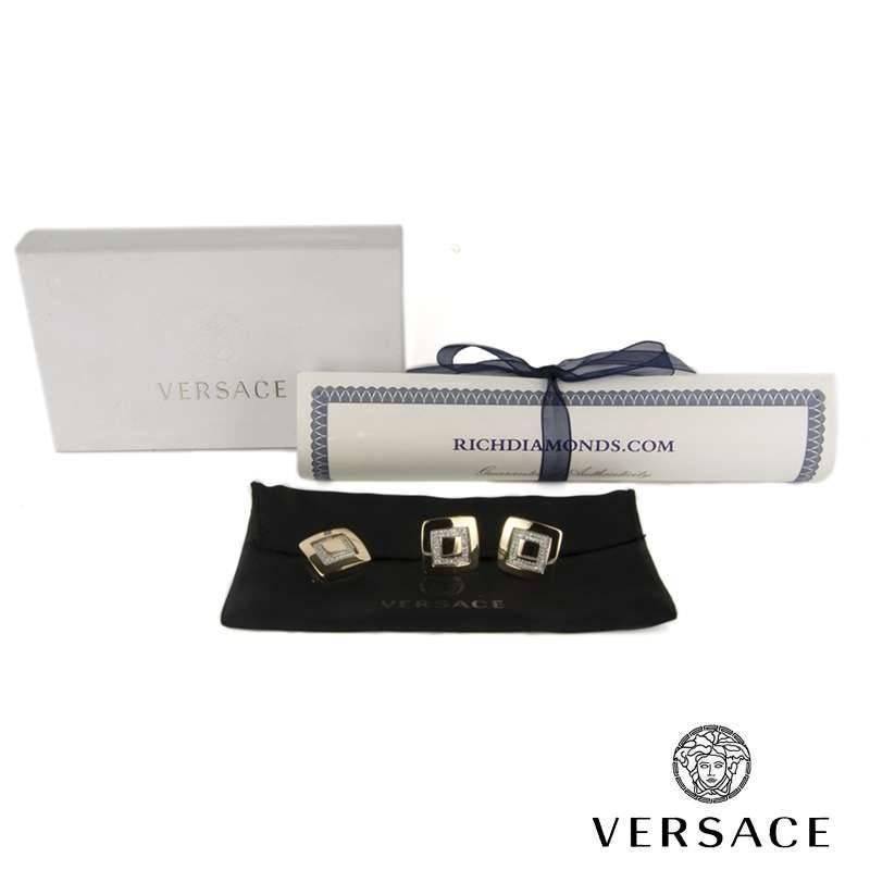 Versace Diamond and Gold Matching Pendant and Earrings Suite 2