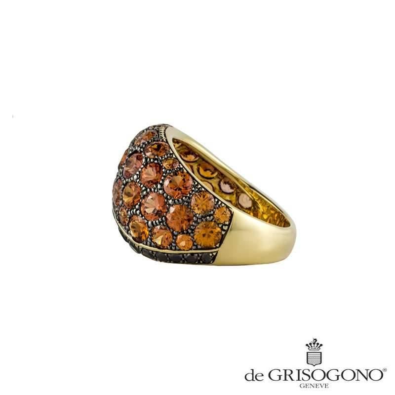 De Grisogono Diamond and Orange Sapphire Ring In Excellent Condition In London, GB