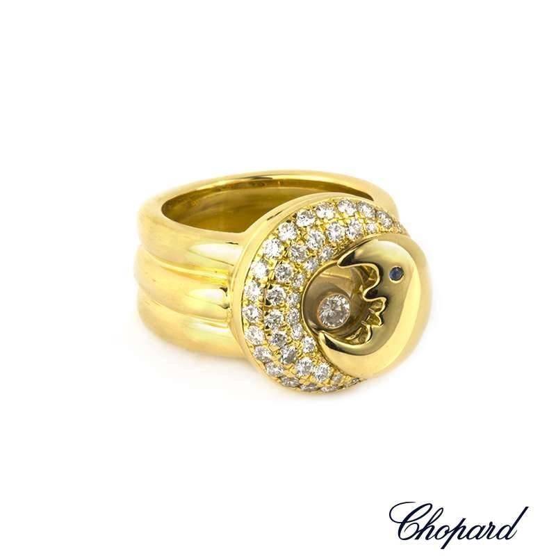 Chopard Happy Diamonds Floating Moon Ring with Sapphire Eye In Excellent Condition In London, GB