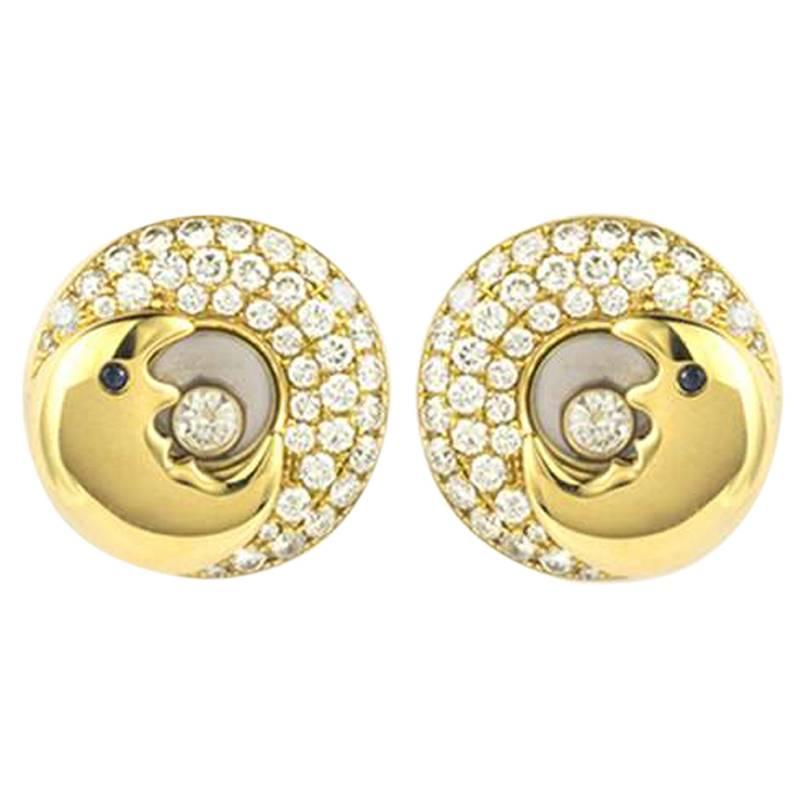 Chopard Happy Diamonds Moon Earrings 0.90 Carat