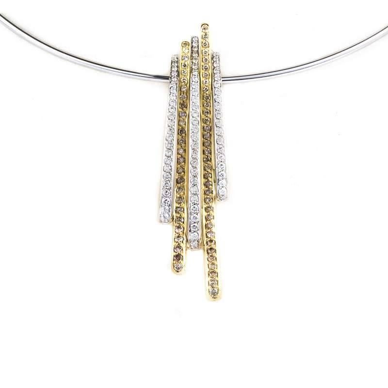 White and Yellow Gold Diamond Necklace and Earring Suite 1