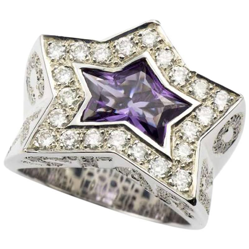 Rock Star Diamond Amethyst Ring