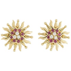 Tiffany & Co. Ruby and Diamond Sunburst Earrings