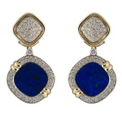 Patek Philippe Lapis Lazuli and Diamond Set Earrings
