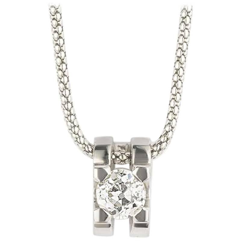 Diamond Solitaire Pendant and Gold Chain 0.56 Carat