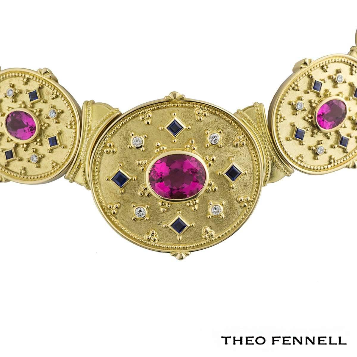 Theo Fennell Diamond Sapphire and Tourmaline Jewelry Suite In Excellent Condition In London, GB