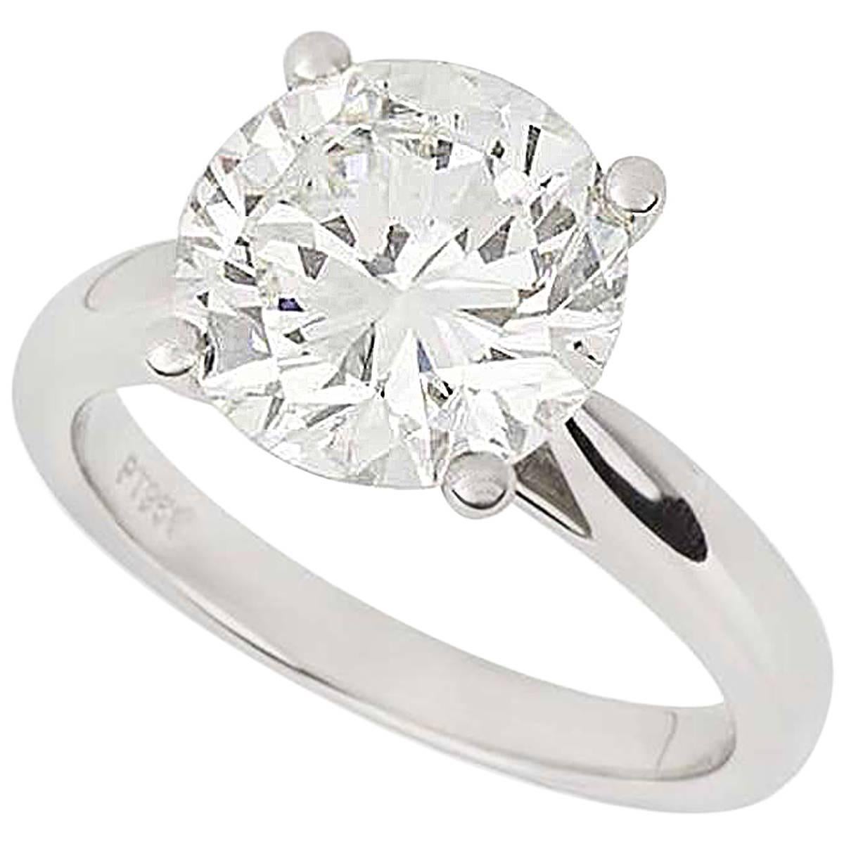 GIA Certified Diamond Platinum Engagement Ring 3.93 Carat