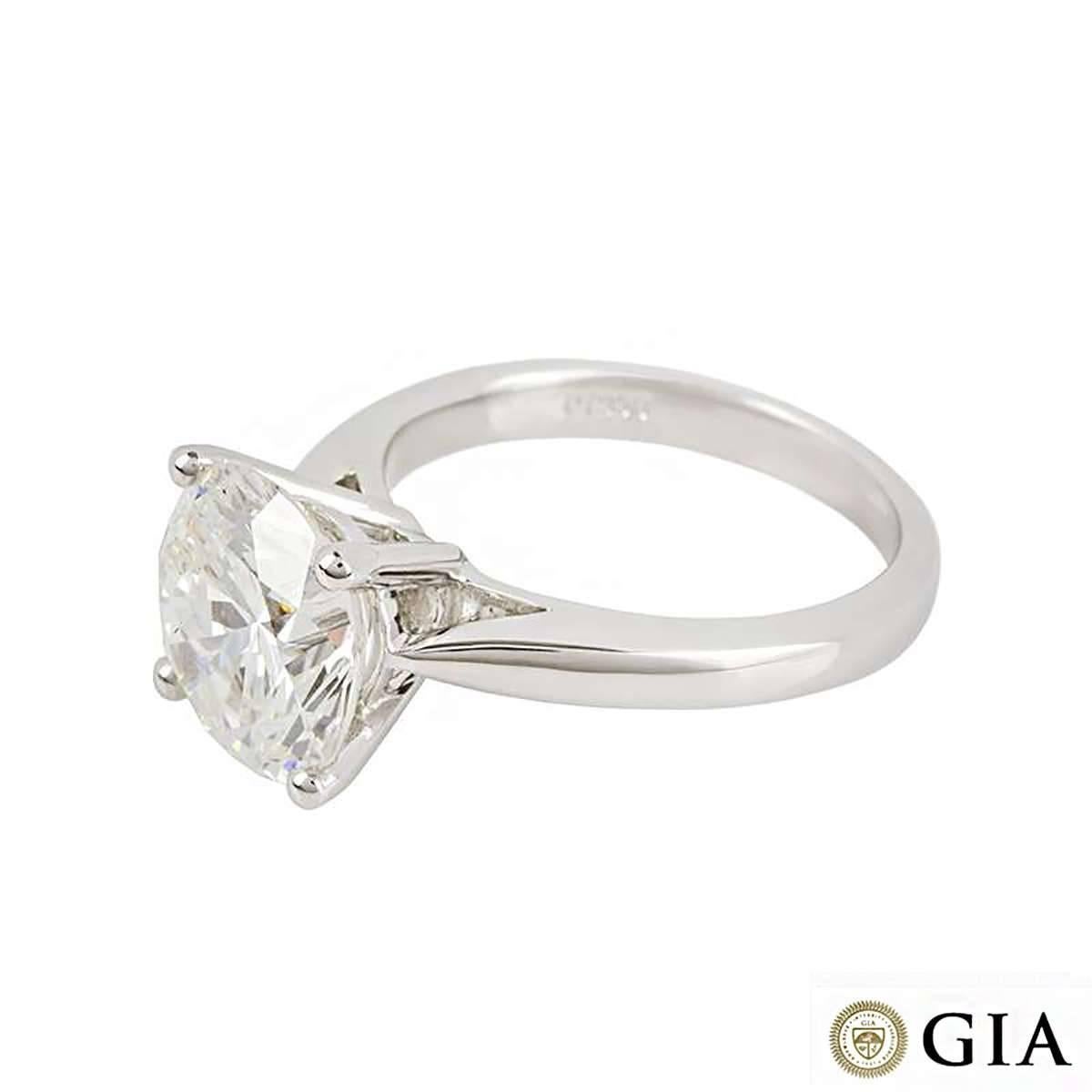 Round Cut GIA Certified Diamond Platinum Engagement Ring 3.93 Carat