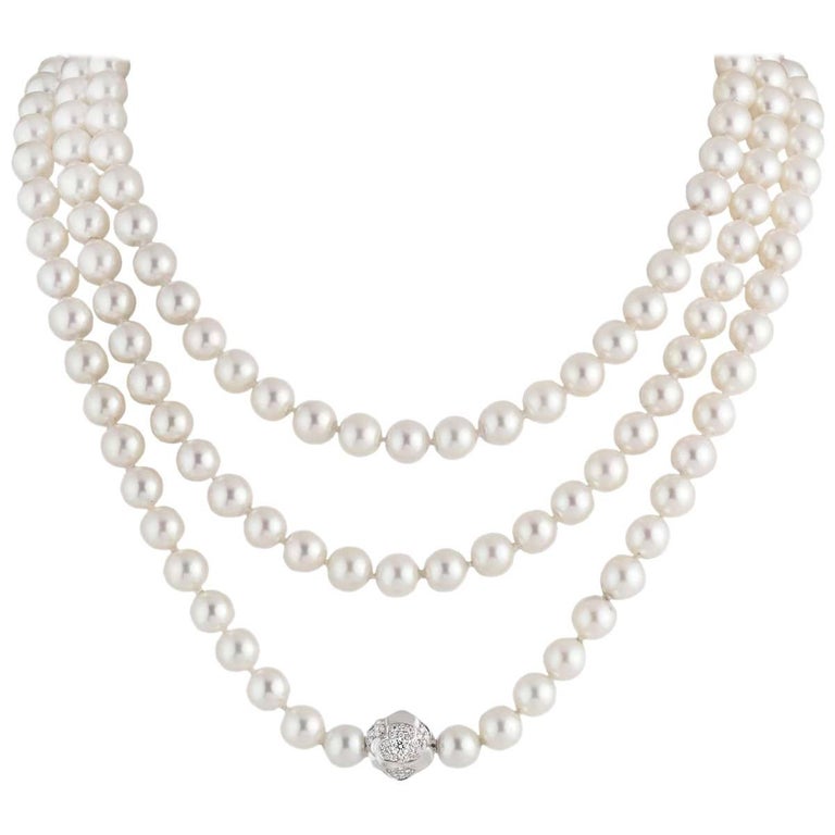 Chanel Multi-Strand Pearl Diamond Necklace at 1stDibs  chanel pearl  necklaces, chanel multi strand pearl necklace, chanel pearl diamond necklace