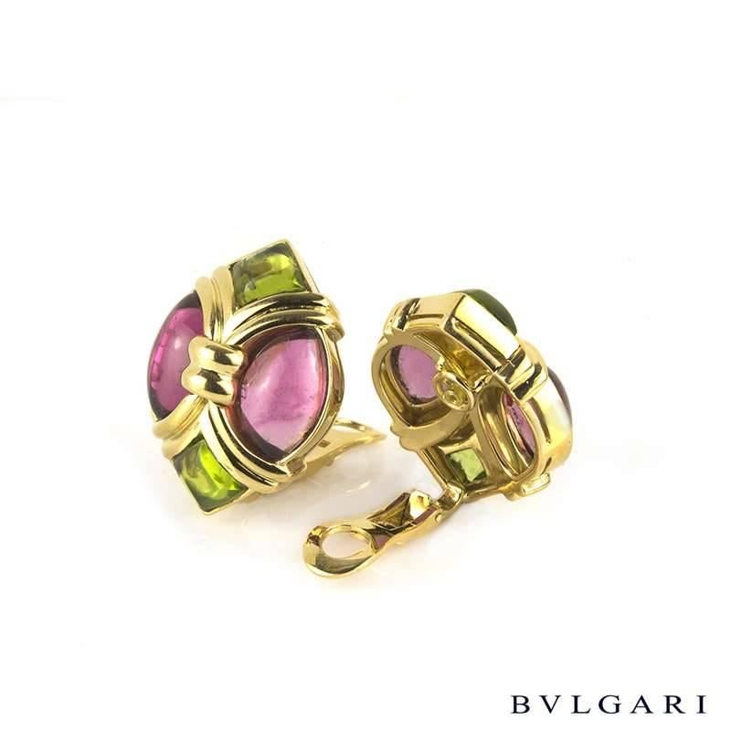 Bulgari Pink and Green Tourmaline Earrings In Excellent Condition In London, GB