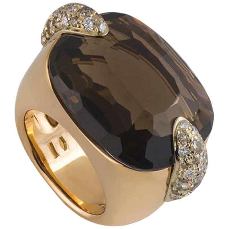 Pomellato Rose Gold Diamond and Quartz Ring