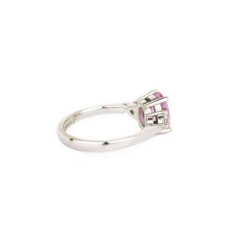 three stone pink sapphire ring