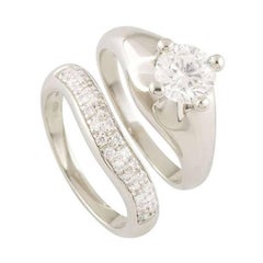 Certified Bulgari Corona Diamond Engagement and Eternity Ring Set 1.00 Carat