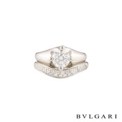 Certified Bulgari Corona Diamond Engagement and Eternity Ring Set 1.00 Carat