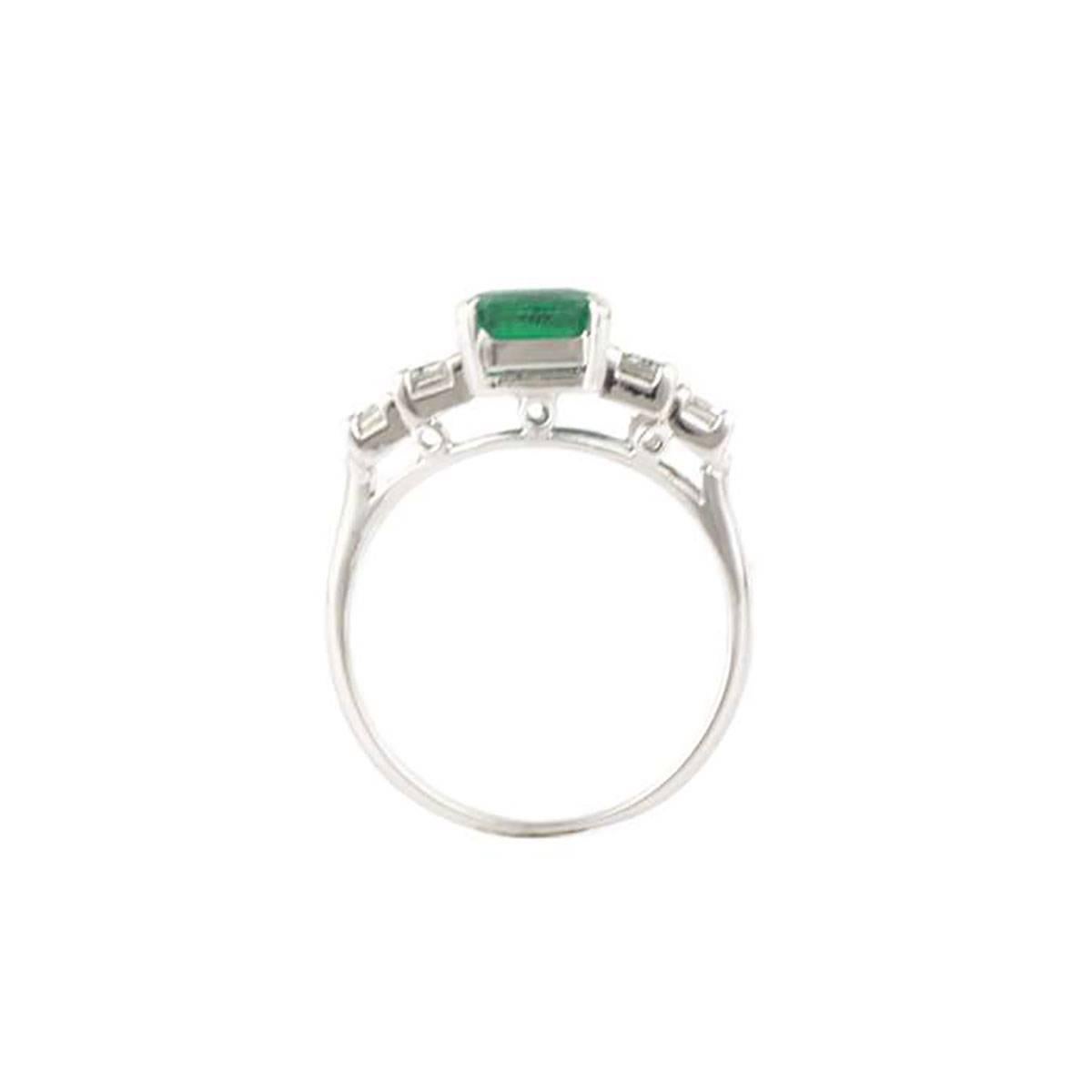 Art Deco Certified Emerald and Diamond Ring 1.66 Carat
