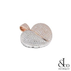 Jacob & Co 14 Karat White and Rose Gold Diamond Heart Pendant 5.25 Carat