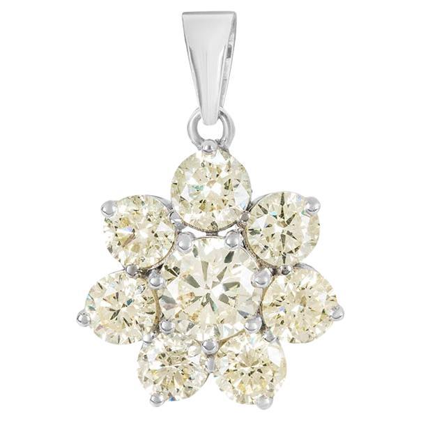 Diamond Set Flower Pendant 7.03 Carat For Sale