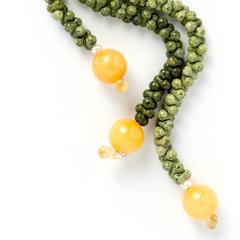 Ionescu Design Serpentine Jade Pearl Quartz Chalcedony Lariat Necklace