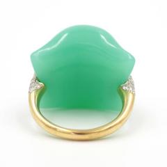 Australian Chrysoprase Diamond Pave Gold Ring