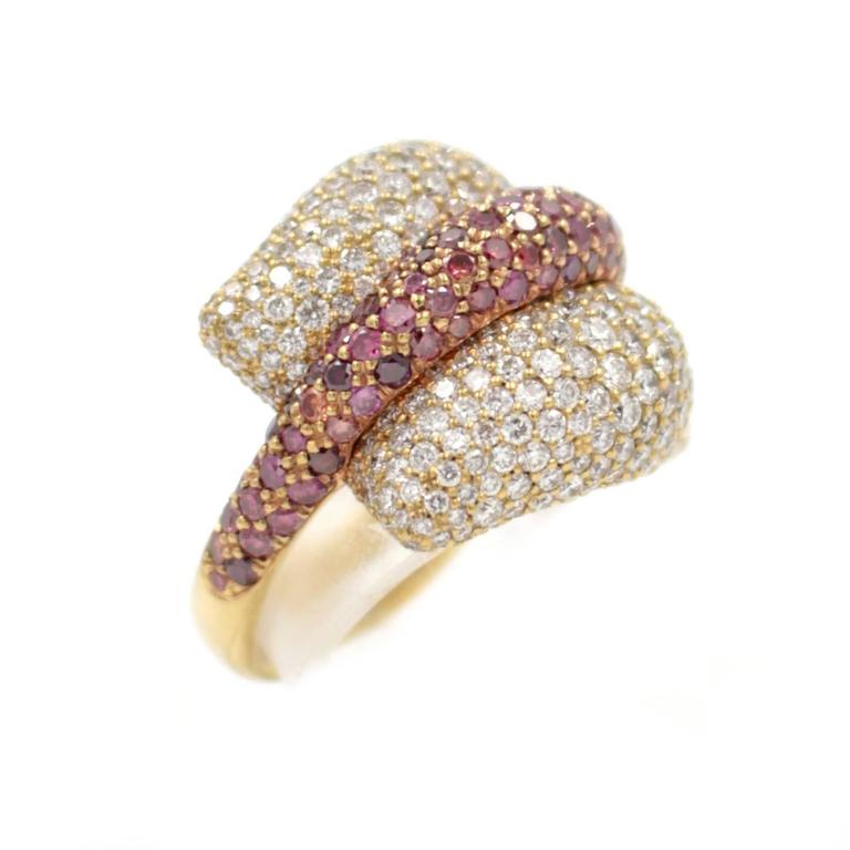 Ionescu Design White and Purple Diamond Gold Ring For Sale at 1stdibs
