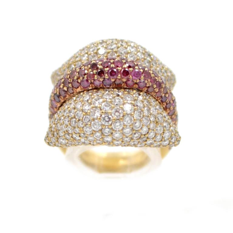 Ionescu Design White and Purple Diamond Gold Ring For Sale at 1stdibs